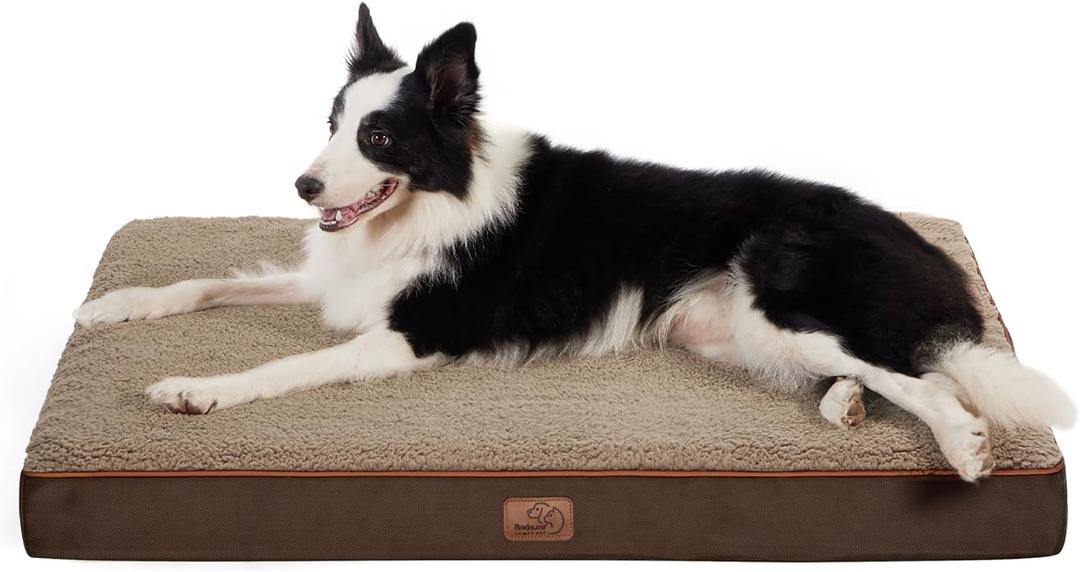 Bedsure Dog Bed for Large Dogs - Orthopedic Waterproof Puppy Beds with Removable Washable Cover, Egg Crate Foam Pet Mat, Suitable for Pet Up to 65 lbs (36.0"L x 27.0"W x 3.0"Th, Brown)