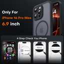 TOCOL for iPhone 16 Pro Max Case with Camera Control Capture Button, Compatible with Magsafe Charger, Built-in Magnetic Ring, Translucent Matte Phone Case for iPhone 16 ProMax 6.9 inch (Key Black)