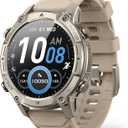 Smart Watch for Men, with GPS, Offline Maps, Heart Rate, Blood Oxygen, Stress, Sleep Monitor, 178 Sports Modes, 5ATM Waterproof Round Watch, 1.43-inch AMOLED Display, Compatible Android and iOS Khaki