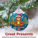 2 x NewEleven Sloth Gifts for Women, Men - Sloth Christmas Ornaments, Cute Decoration Gift for Him, Her, Friend - Sloth Ornaments for Christmas Tree 2025 - Stained Glass Ornament