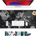 Galdas Mouse Pad for Gaming,XXL XL Large Mouse Mat Long Extended Mousepad Desk Mat Non-Slip Rubber Mice Pads Stitched Edges Thin (31.5 x 11.8 x 0.12 Inches),World Map Background