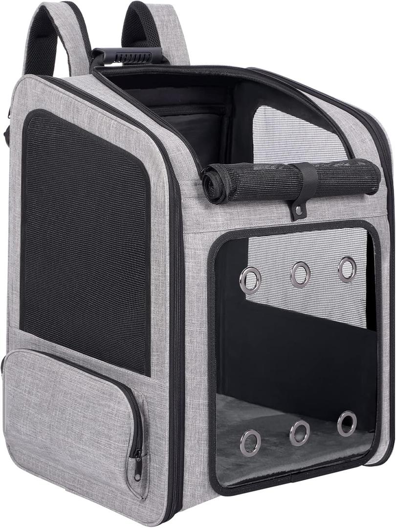 Extra Large Pet Carrier Backpack Cats Under 30 Lbs, for Dogs Puppies Rabbits Other Animals Under 25 Lbs, Ventilated Design, Great for Travel/Hiking/Outdoor Use (Grey)