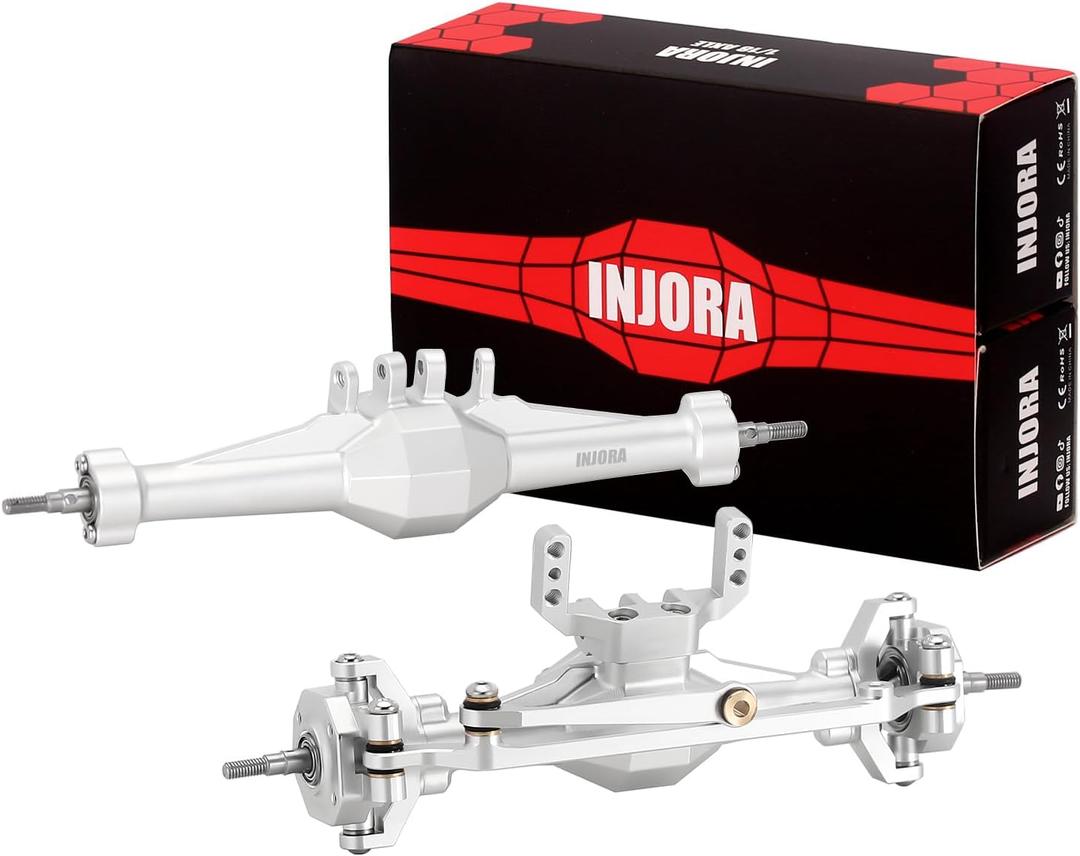 INJORA +4mm Diamond Axles with Lay Down Servo Mount & Links for 1/18 TRX4M(Silver)
