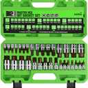 SWANLAKE 32 Piece Hex Bit Socket Set,SAE and Metric, 1/4'', 3/8', 1/2'' Drive Socket Set, S2 & Cr-V Steel
