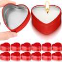 Vesici 12 Pcs Mother's Day 6.5 oz Heart Shaped Candle Tins with Lids Red Empty Candle Jars Containers Cans Heart Box for Making Candles Mother's Day Wedding