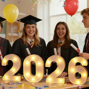 Mudder 2026 Graduation Decorations, Marquee Light up Numbers for 2026 Graduation, LED 2026 Graduate Decorations Number Lights for High School Seniors College Class of 2026 Classroom Party Decoration