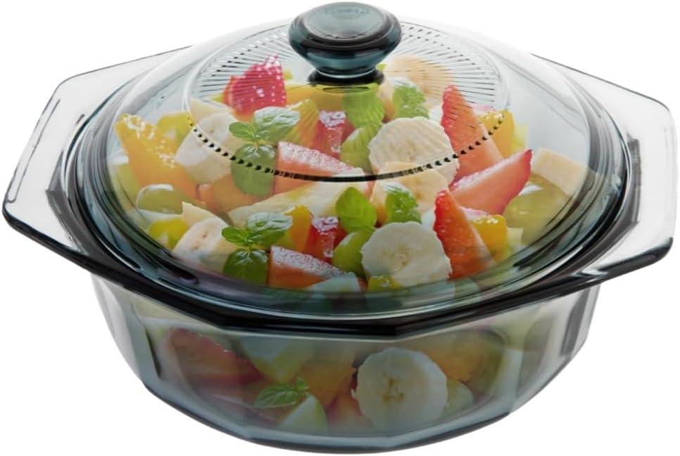 TIPTAP Mini Casserole Dish, Baking Dish with Lid, Oven Safe, Microwave Safe, Fridge Safe, Round Glass Cookware with Handles, Bowls for Kitchen33.08oz/1L