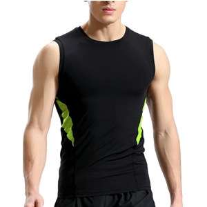 HSQSMWJ Men's Sleeveless Compression T-shirt Stretch Tight Fitness Wear Gym Quick-drying Vest, M