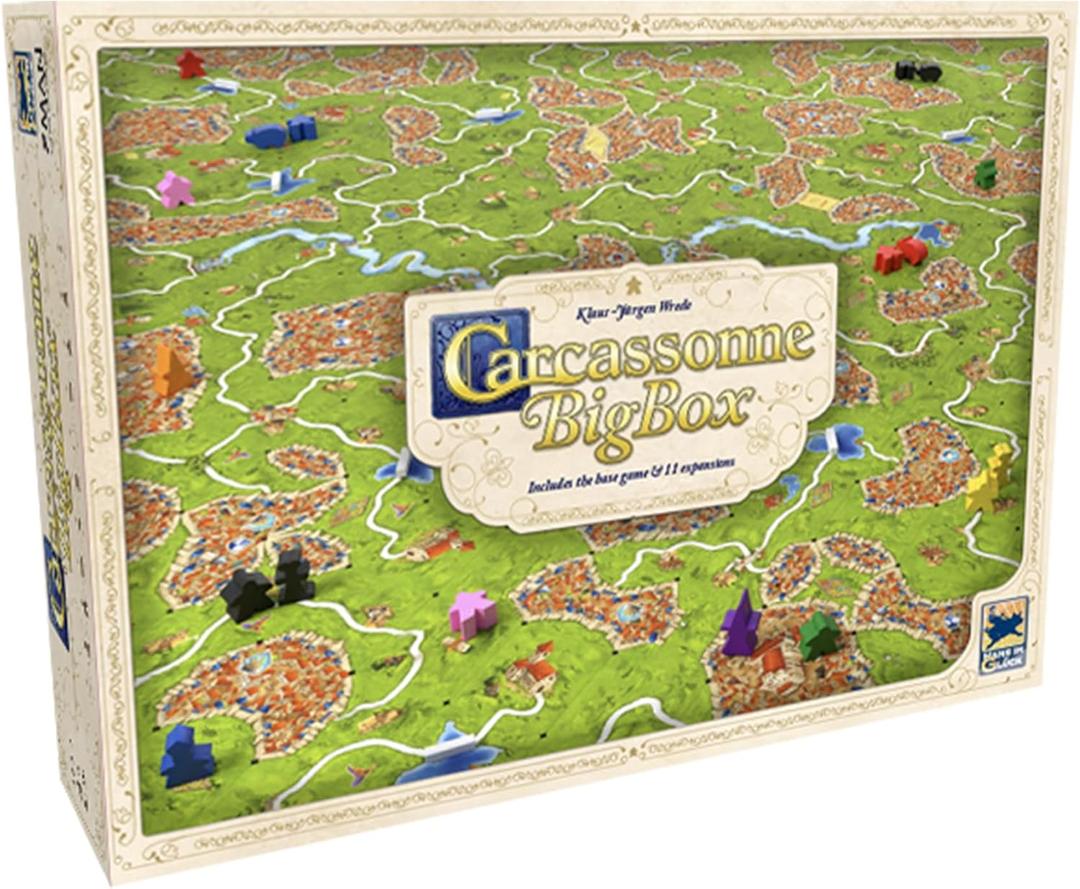 Hans Im Gluck Carcassonne Big Box Board Game (2025 Edition) - Complete Tile Placement Strategy Game with 11 Expansions & Base, Family Fun for Kids & Adults, Ages 7+, 2-6 Players, 30 Min Playtime