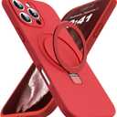 Designed for iPhone 16 Pro Max Case with Magnetic Invisible Stand Compatible with Mag-Safe Military Drop Tested Shockproof Silicone Phone Cases for Women Men 6.9'', Red 251009