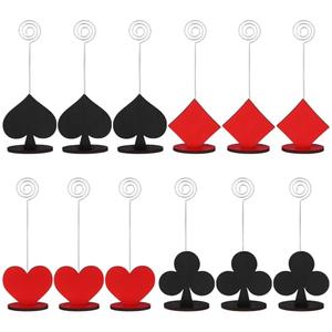 LIUBUJINGYING 12 Pcs Casino Party Table Number Holders Poker Shaped Card Holder Casino Place Card Holders Wire Memo Note Stand Clip Casino Table Centerpiece Casino Game Kit for Game Night Poker Party