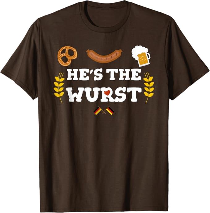 Oktoberfest Couples He's The Wurst T-Shirt, Size Medium