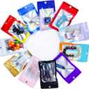 400 Pack Small Holographic Mylar Bags Mini Resealable Ziplock Smell Proof Baggies for Business Sample Card Earring Jewelry Packaging