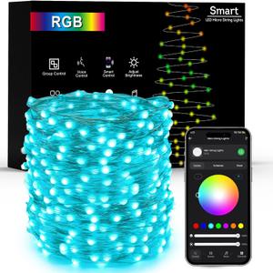 Brizled Smart Fairy Lights, 66FT 200 LED Valentine's Day Fairy Lights WiFi Smart Christmas Light App Controlled, RGB Color Changing Mini Light Dimmable Work with Alexa & Google Home for Halloween Xmas