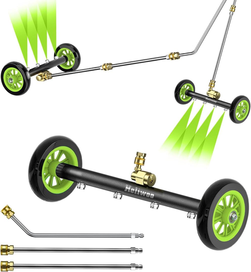 Undercarriage Pressure Washer Attachment 16 Inch Power Washer Water Broom with 4 Nozzles Dual-Function Pressure Washer Undercarriage Cleaner With 3 Pieces Extension Wand 4000 PSI