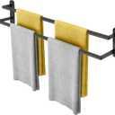 Double Towel Bar 32 Inch, Towel Racks for Bathroom, Wall Mount Bathroom Towel Holder, Stainless Steel Bathroom Towel Rack, Towel Rod Double Towel Hanger(Matte Black)