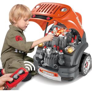 SpringFlower Toys Gifts for 3 4 5 6 7 8 Years Old Boys, Large Truck Engine Toys for Kids 3-8 Years Old, Big Truck Builder Kit, Mechanic Repair Set for Kids, Ideal Christmas, Birthday Gifts