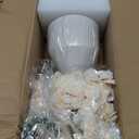 Mkono Small Artificial Flowers in Ceramic Vase Centerpieces Coffee Table Decor, Silk Flower Arrangements for Home Decor Indoor Fake Flower Bouquet for Bathroom Dining Room Kitchen (Brown, Medium)