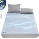 L'AGRATY Grounding Sheets King Size,5% Sliver Fiber Fitted Sheets Connected Earth, Deep Pocket(12-16in) Grounding Mattress Cover with Cord(King,Grey)