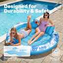 SLOOSH Inflatable Tanning Pool Lounger Float, 72" x 56" Pool Floats Adult with Pillow, 4 in 1 Round Suntan Tub Raft Floatie,Sunbathing Bed Lounge for Water Blow Up Ball Pit Party Gifts, Blue