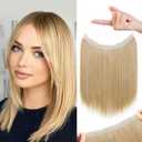 REECHO Invisible Wire Hair Extensions with Thinner Softer Lace Weft 12" Short Straight Clips in Secret Hairpiece for Women 12 Inch (Pack of 1) - Golden Blonde
