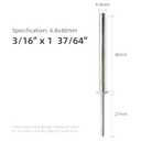 40pcs Aluminum Long Blind Rivets,Long Split Rivets, Pack of 40 (Silver) (3/16""x1-37/64""(M4.8x40mm)), Sliver