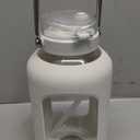 Large Glass Water Bottles with Stainless Steel Handle,100 oz Gallon Drinking Bottle with 2-in-1 Straw Lid,3 Liter Glass Water Jug with Silicone Sleeve,Wide Mouth,White