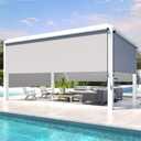 Outdoor Roller Shade (10'W X 8'H) 420GSM New Material with 95% UV Protection, Cordless Aluminum Outdoor Patio Blinds with Crank Handle, Patio Shade for Shading, Privacy Protection, Gray