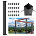 42" Cable Railing Corner Post T304 Stainless Steel 90 L-drilled Post, 41"x2"x2" Surface Mount Fixed Top Black Cable Railing System Kit for Indoor Decks Balconys with Wire Grommets