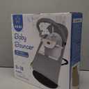 HKAI Baby Bouncer, Portable Baby Bouncer Seat for Babies 0-18 Months, 100% Cotton Fabrics, 3 Modes of use with Rocker and Stationary Options, Infant Rocker Chair with Hanging Toys- Grey
