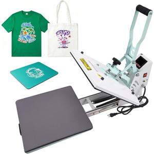 BetterSub 15x15 Inch Heat Press Machine, Digital Slide-Out Drawer Heat Press for T-Shirts, 1000W Clamshell Heat Press for DTF/Sublimation/HTV Transfers, with LCD Control Panel & Pressure Adjustment