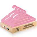 Plastic Hangers for Clothes - Durable & Versatile Color, Coat, Shirt & Pants Hangers - Space Saving Closet Storage Organizer Essentials with Non-Slip for Home, Dorm, Apartment (Pink, 50 Pack)