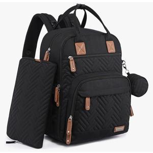 RUVALINO Diaper Bag Backpack, Multifunction Travel Pack Maternity Baby Changing Bags, Large Capacity, Waterproof, Black