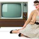 2.6 Ft Old TV Cardboard Cutout Standee Life Size Vintage Television Photo Booth Props Retro 1950s TV Stand Up Backdrop for Theme Party, Classroom, Home Theater, Stage and Game Room Decor