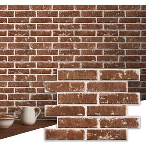 Commomy 3D Peel and Stick Brick,Ultralight Thin PVC Faux Brick Wall Panels,10 Pcs 15.74"x11.8" Fake Brick Tiles for Quick Intall Interior Kitchen,Bedroom,Living Room,RV,Not Real Brick,Not Heavy Tiles