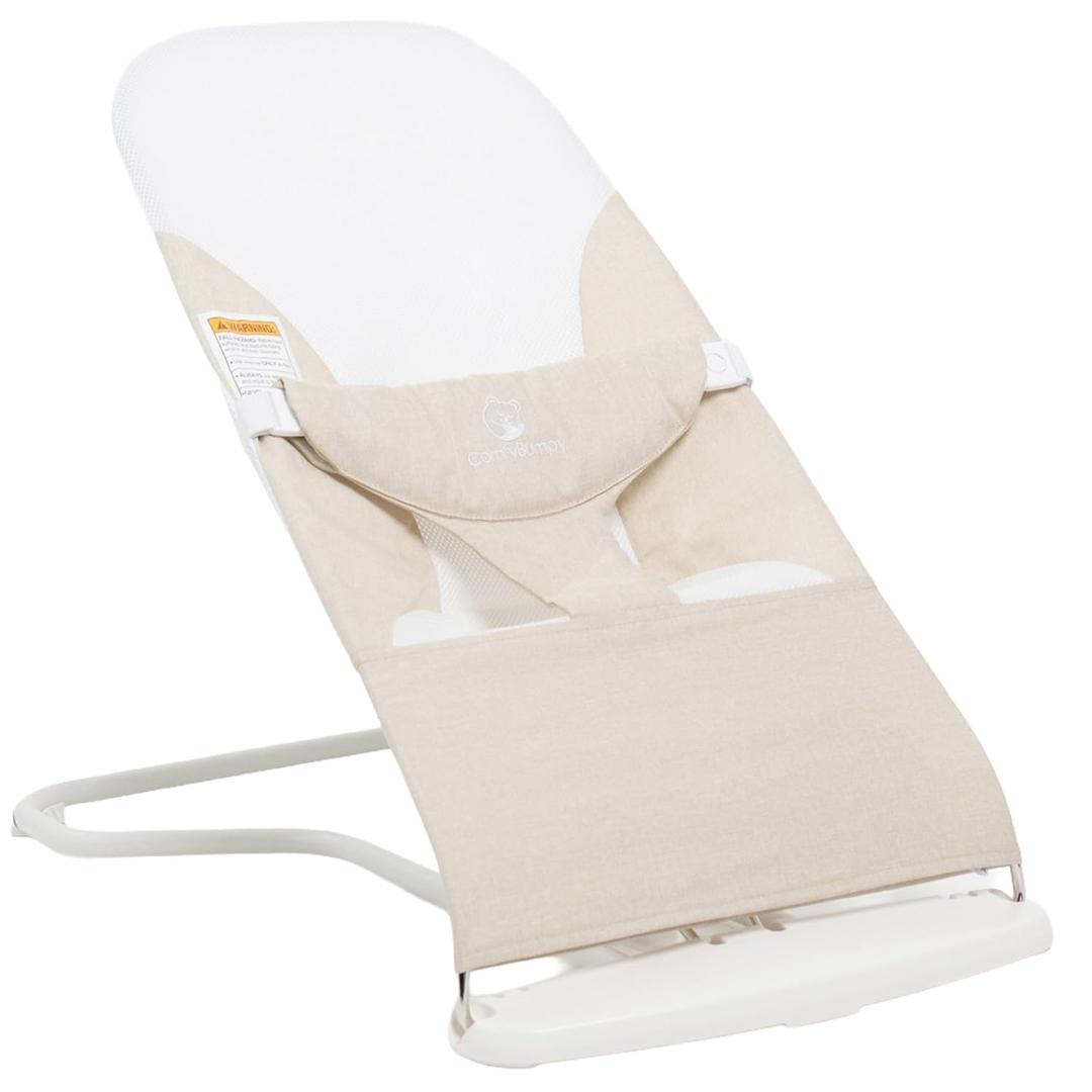 ComfyBumpy Ergonomic Baby Bouncer Seat - Safe, Portable Bouncing Chair with Adjustable Height Positions - Infant Bouncy Seat Perfect for Newborn Babies (Oatmeal)