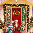 2 x Peppermint Christmas 71" x 12" Merry Christmas Porch Banner, Candy Welcome Sign, Indoor Outdoor Holiday Decorations