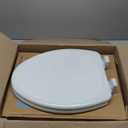 Mayfair Linden Slow Close Toilet Seat, Non Slip Heavy Duty Wood, Easy Install, Elongated, White