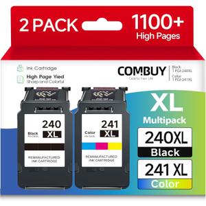 PG-240XL/CL-241XL Ink Cartridges Compatible for Canon 240XL 241XL Combo Pack for Canon PIXMA MG3620 MG3600 TS5120 TS5100 MG3220 MG3520 MG2120 MX472 Printer (1 Black,1 Tri-Color)