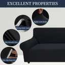 Stretch Sofa Slipcover for 3 Cushion Couch, Washable Pet Friendly Furniture Protector with Non Slip Elastic Bottom for Dogs,Kids,Jacquard Fabric Small Checks (Large,Black)