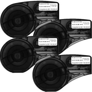 Compatible M21-750-595-WT Vinyl Label 3/4Inch Black on White, for M210, M210LAB, M211, BMP21-PLUS, BMP21-LAB Label Maker, for Indoor/Outdoor Labeling, Permanent Adhesion, 4-Pack