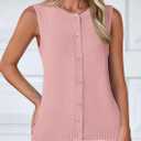 PRETTYGARDEN Sweater Vest Tops for Women 2026 Lightweight Summer Cardigan Sleeveless Button Up Knit Casual Spring Clothes (Pink, XL)
