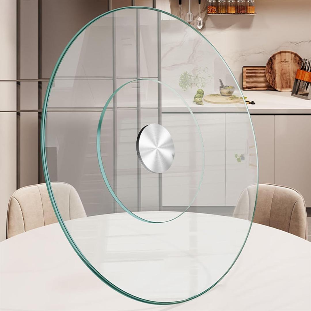 18.9 inch Glass Turntable Dining Table Large Lazy Susan Round Serving Plate Tabletop Rotating Tray with Swivel Assist System Silent & Smooth Spin (48cm / 18.9in) 18.9 inch Glass Turntable Dining Table Large Lazy Susan Round Serving Plate Tabletop Rotating Tray with Swivel Assist System Silent & Smooth Spin (48cm / 18.9in)