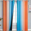 Estelar Textiler Orange and Blue Blackout Curtains 96 Inches Long, Full Light Blocking Gradient Curtains for Bedroom, Ombre Thermal Insulated Blackout Drapes for Living Room, 52x96 Inch, 2 Panels