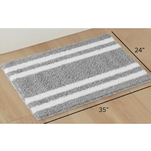 2 pcs Striped Heathered Bath Rugs Extra Soft and Absorbent Microfiber Bath Rugs, Quick Dry Machine Washable Bath Mats for Bathroom Floor, Tub and Shower, Home Decor Accessories, 24"x35", Grey