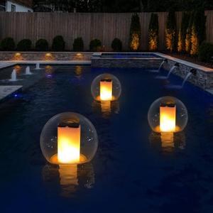 VISOFO Floating Lights Solar Powered Globes for Pool, Pond, Patio & Hot Tub  Outdoor Lanterns Look Like Candles or Torches, Fun Decorations & Cool Gifts for Adults, Pool Toys & Must-Have Decor