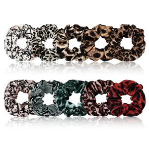10-Piece Animal Print Satin Hair Scrunchies for Women & Girls, Cute No Damage Hair Ties Stylish Ponytail Holders, Fashion Rubber Bands for Womens Thin/Thick Hair (Multi Pattern)