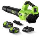 Leaf Blower Cordless, 650CFM Electric Leaf Blowers with 2 x 5.2Ah Batteries and Charger, 3 Speed Modes, 1 x Adjustable Shoulder Strap, Powerful Blowers for Lawn Care, Patio, Dust, Blowing Leaves