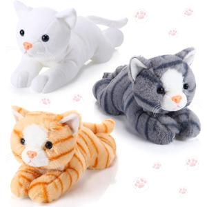 3 Pcs Valentine's Day 9 Inch Cat Stuffed Animal Plush Gift Cute Kitten Plush Toys Small Cat Stuffed Animal Sleeping Supplies for Boys Girls Birthday Pet Party Favors(Classic Style)