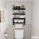 QEEIG Bathroom Floating Shelves for Wall - Shelf Over Toilet Paper Storage Farmhouse 16 inch Set of 3, Black (028-40B3)